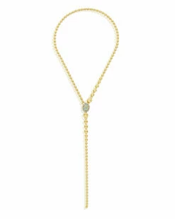 "Reverse" Gold, Blue Diamonds, Swiss Blue Topaz, Green Sapphires And London Blue Topaz Convertible Y Necklace (SMALL) 16 "Reverse" Gold, Blue Diamonds, Swiss Blue Topaz, Green Sapphires And London Blue Topaz Convertible Y Necklace (SMALL) -Nanis Sales 1012