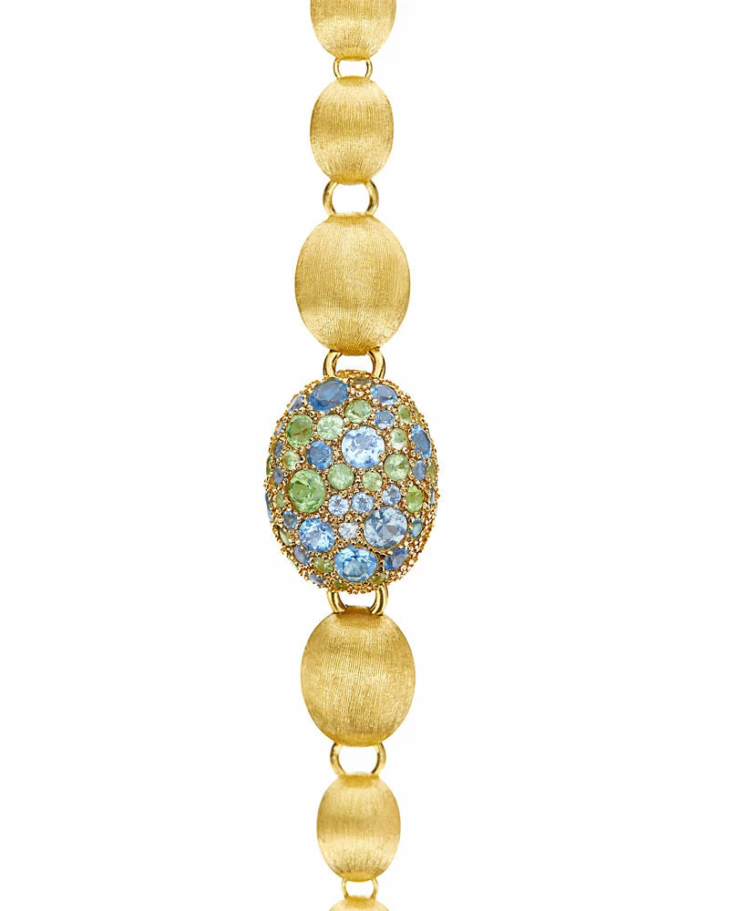 "Reverse" Gold, Blue Diamonds, Swiss Blue Topaz, Green Sapphires And London Blue Topaz Convertible Y Necklace (SMALL) 12 "Reverse" Gold, Blue Diamonds, Swiss Blue Topaz, Green Sapphires And London Blue Topaz Convertible Y Necklace (SMALL) - Image 10
