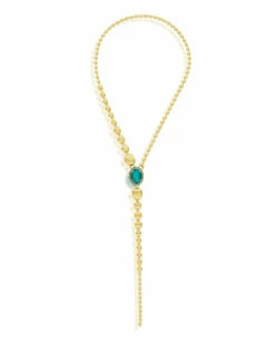 "Reverse" Gold, Sapphire, Tsavorite, Amethyst, Green Labradorite And Rock Crystal Convertible Y Necklace (LARGE)