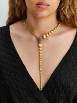 "Reverse" Gold, Sapphire, Tsavorite, Amethyst, Green Labradorite And Rock Crystal Convertible Y Necklace (LARGE) -Nanis Sales 1036