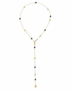 "Soffio" Gold, Diamonds And Black Onyx Y Necklace