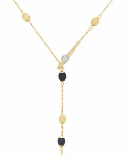 "Soffio" Gold, Diamonds And Black Onyx Y Necklace -Nanis Sales 1039