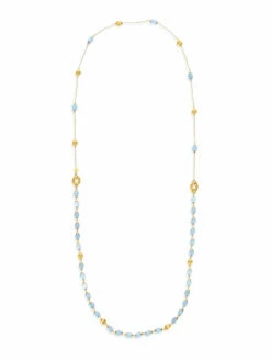 "Azure" Gold And Aquamarine 3 In 1 Necklace -Nanis Sales 1067