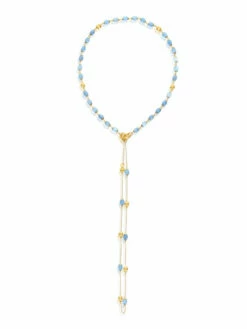 "Azure" Gold And Aquamarine 3 In 1 Necklace -Nanis Sales 1068