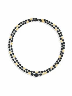 Ivy "Mystery Black" Gold, Diamonds And Black Onyx Statement Convertible Necklace