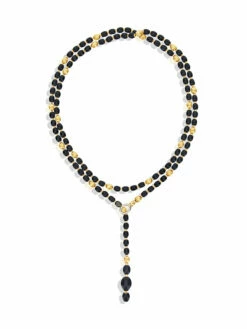 Ivy "Mystery Black" Gold, Diamonds And Black Onyx Statement Convertible Necklace -Nanis Sales 1072