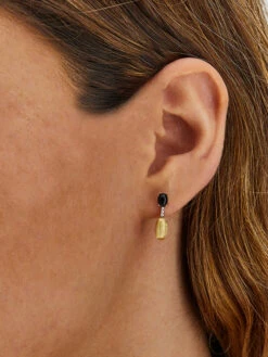 "Mystery Black" Gold, Black Onyx And Diamonds Short Earrings -Nanis Sales 1131