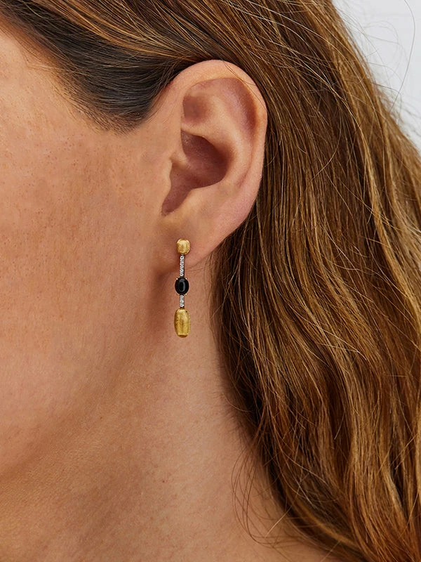 "Mystery Black" Gold, Black Onyx And Diamonds Long Earrings 4 "Mystery Black" Gold, Black Onyx And Diamonds Long Earrings - Image 2