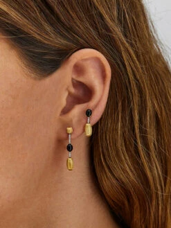 "Mystery Black" Gold, Black Onyx And Diamonds Long Earrings 11 "Mystery Black" Gold, Black Onyx And Diamonds Long Earrings -Nanis Sales 1135