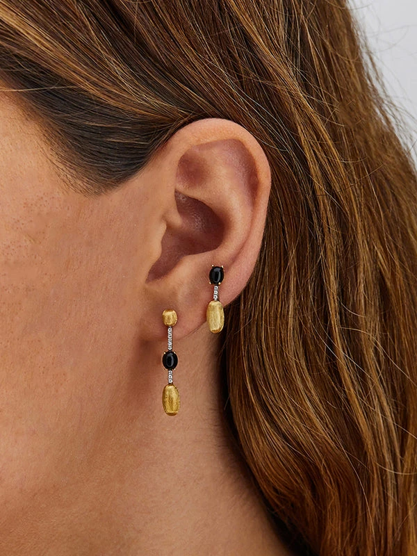 "Mystery Black" Gold, Black Onyx And Diamonds Long Earrings 6 "Mystery Black" Gold, Black Onyx And Diamonds Long Earrings - Image 4