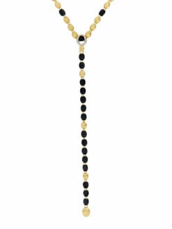 "IVY" Black Onyx Bracelet With Gold Boules And Diamonds 9 "IVY" Black Onyx Bracelet With Gold Boules And Diamonds -Nanis Sales 1208