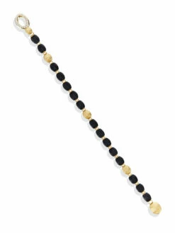 "IVY" Black Onyx Bracelet With Gold Boules And Diamonds 8 "IVY" Black Onyx Bracelet With Gold Boules And Diamonds -Nanis Sales 1210