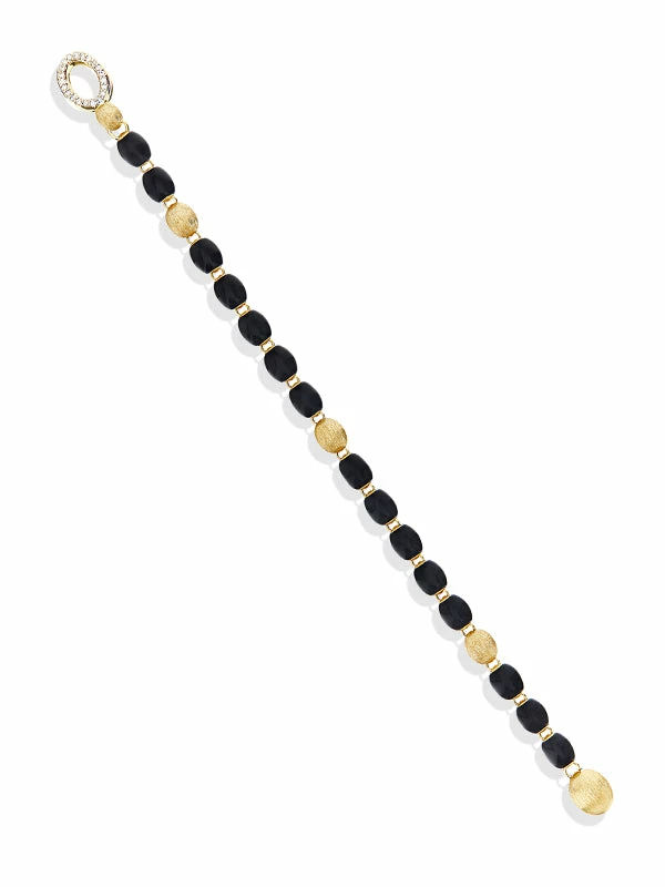 "IVY" Black Onyx Bracelet With Gold Boules And Diamonds 5 "IVY" Black Onyx Bracelet With Gold Boules And Diamonds - Image 3