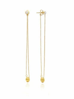 "Luce" Gold And Diamonds Long Earrings