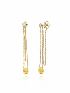 "Luce" Gold And Diamonds Long Earrings -Nanis Sales 1238