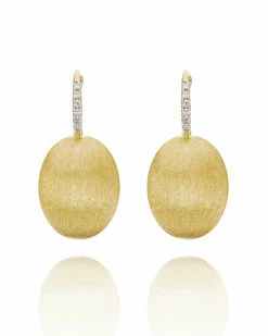 "Ciliegine" Gold Ball Drop Earrings With Diamonds Details (LARGE)