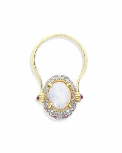 "Reverse" Gold, Pink Sapphires, Rubies, White Australian Opal And Diamonds Double-face Ring (MEDIUM) -Nanis Sales 1274