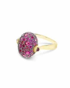 "Reverse" Gold, Pink Sapphires, Rubies, White Australian Opal And Diamonds Double-face Ring (MEDIUM) -Nanis Sales 1277