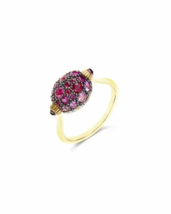 "Reverse" Gold, Pink Sapphires, Rubies, White Australian Opal And Diamonds Double-face Ring (SMALL) -Nanis Sales 1278