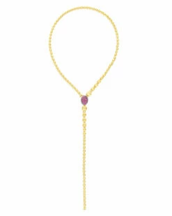 "Reverse" Gold, Pink Sapphires, Rubies, White Australian Opal And Diamonds Convertible Y Necklace -Nanis Sales 1291