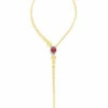 "Reverse" Gold, Diamonds, Rubies And Rock Crystal Convertible Y Necklace -Nanis Sales 1296