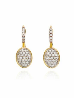 "Ciliegine" Gold And Diamonds Ball Drop Earrings (SMALL)
