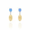 "Azure" Gold, London Blue Topaz Boules And Diamonds Short Earrings -Nanis Sales 1334