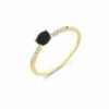 "Mystery Black" Gold, Diamonds And Black Onyx Tiny Ring -Nanis Sales 1342