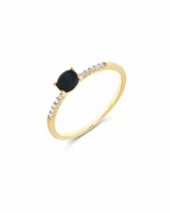 "Mystery Black" Gold, Diamonds And Black Onyx Tiny Ring