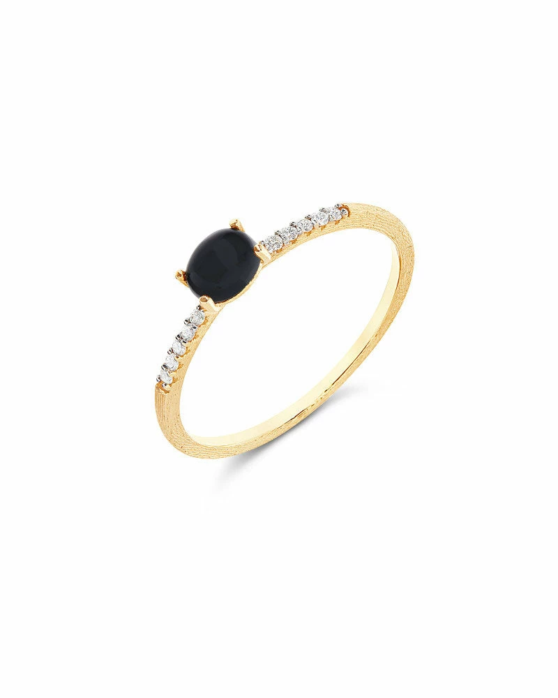 "Mystery Black" Gold, Diamonds And Black Onyx Tiny Ring 3 "Mystery Black" Gold, Diamonds And Black Onyx Tiny Ring