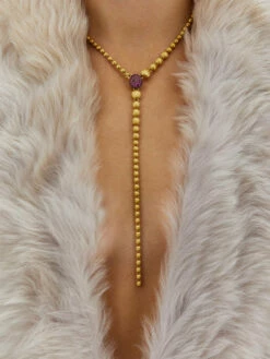 "Reverse" Gold, Pink Sapphires, Rubies, White Australian Opal And Diamonds Convertible Y Necklace -Nanis Sales 1366