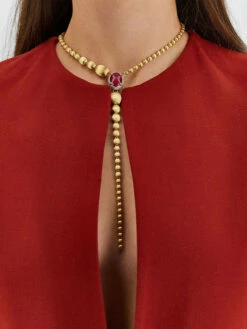 "Reverse" Gold, Diamonds, Rubies And Rock Crystal Convertible Y Necklace -Nanis Sales 1368
