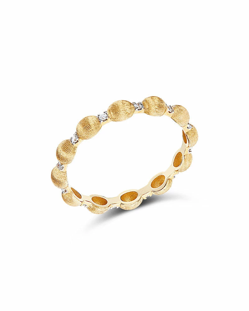 "Élite" Diamonds Accents And Tiny Hand-Engraved Gold Boules Ring 3 "Élite" Diamonds Accents And Tiny Hand-Engraved Gold Boules Ring