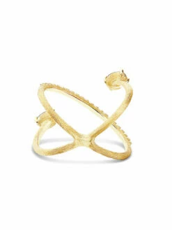 "Azure" Gold, Diamonds And London Blue Topaz Criss Cross Ring -Nanis Sales 1434