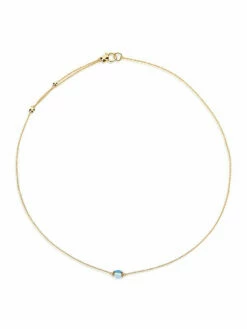 "Azure" Gold, London Blue Topaz And Aquamarine Choker -Nanis Sales 1445