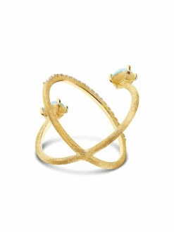 "Azure" Gold, Diamonds And Aquamarine Criss Cross Ring -Nanis Sales 1475