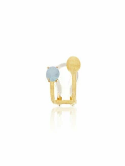 "Trilly" Gold And Aquamarine Earcuff