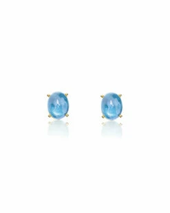"Azure" Gold And London Blue Topaz Stud Earrings
