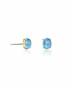 "Azure" Gold And London Blue Topaz Stud Earrings -Nanis Sales 1506