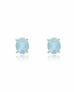 "Azure" Gold And Aquamarine Stud Earrings