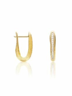 Libera Small Gold Square Hoop Earrings With Diamonds