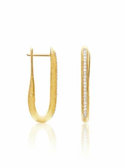 Libera Medium Gold Square Hoop Earrings With Diamonds