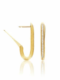 Libera Medium Gold Square Hoop Earrings With Diamonds -Nanis Sales 1603