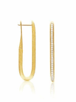 Libera Big Gold Square Hoop Earrings With Diamonds