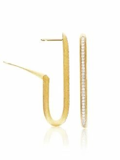 Libera Big Gold Square Hoop Earrings With Diamonds -Nanis Sales 1608