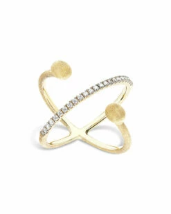 "Élite" Gold And Diamonds Criss Cross Ring
