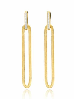 "Libera Soul" Gold And Diamonds Drop Long Earrings