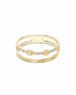 "Élite" Gold Boules And Diamonds Bars Double-band Ring 8 "Élite" Gold Boules And Diamonds Bars Double-band Ring -Nanis Sales 208