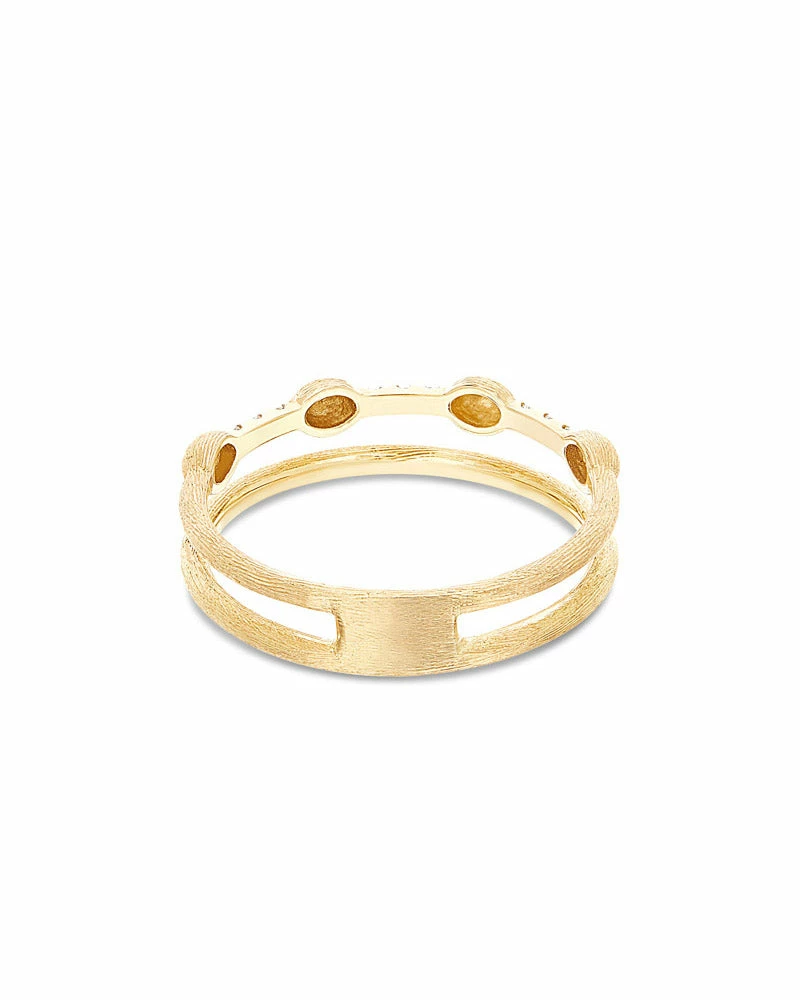 "Élite" Gold Boules And Diamonds Bars Double-band Ring 6 "Élite" Gold Boules And Diamonds Bars Double-band Ring - Image 4