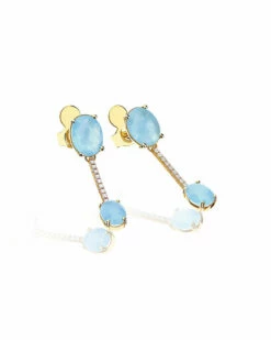 "Ipanema" Gold, Aquamarine And Diamonds Bars Earrings -Nanis Sales 286